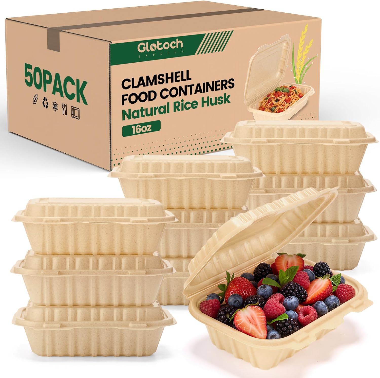 Meal Prep List - Confezione da 50 Contenitori Clamshell da