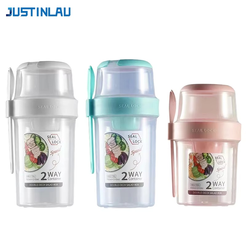 Salad Container Jar - JUSTINLAU Contenitore Portatile per Fitness e