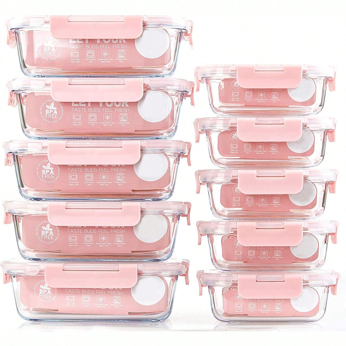 Meal Prep List - Confezione da 10 contenitori in vetro