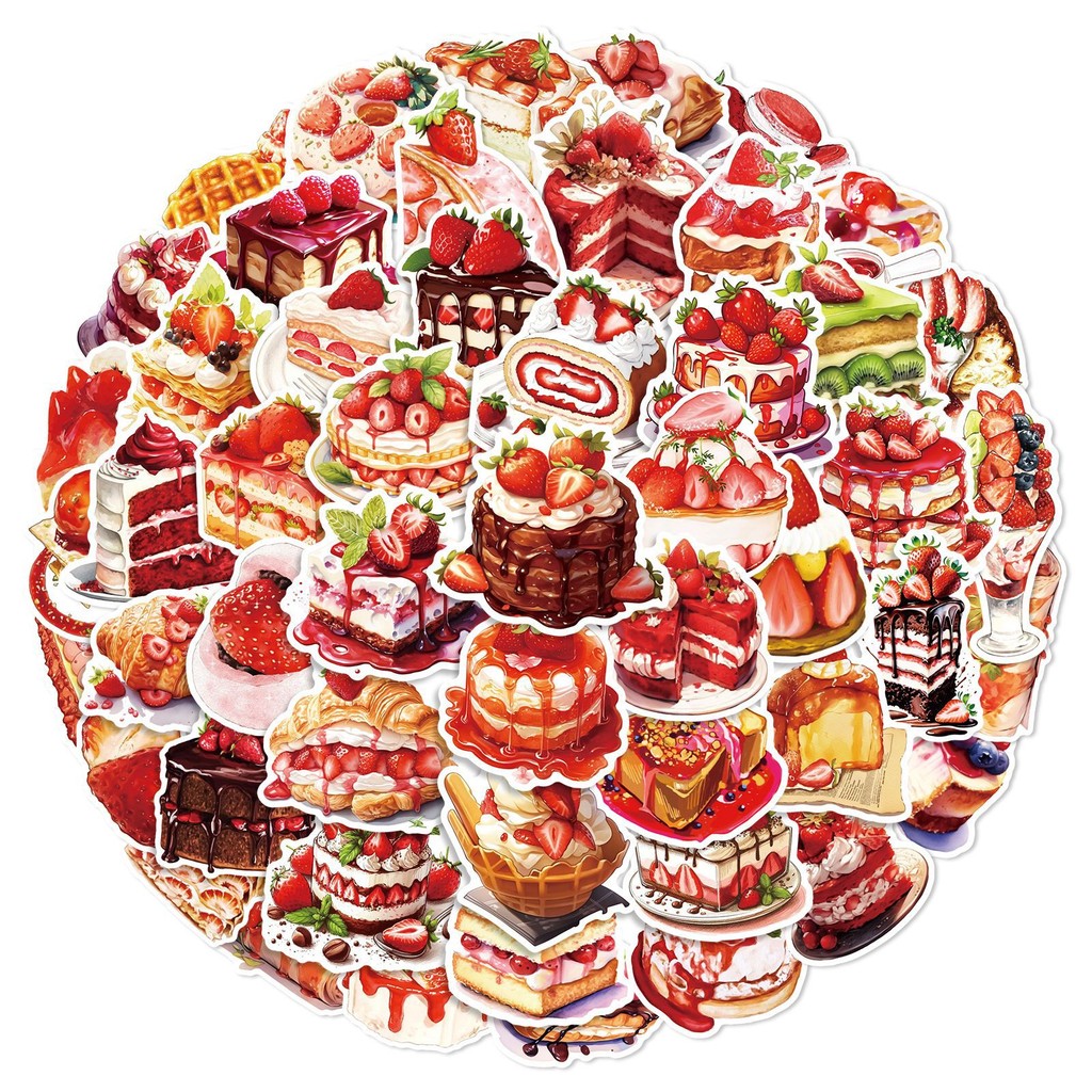 Strawberry Huller - 50 adesivi graffiti per dessert con